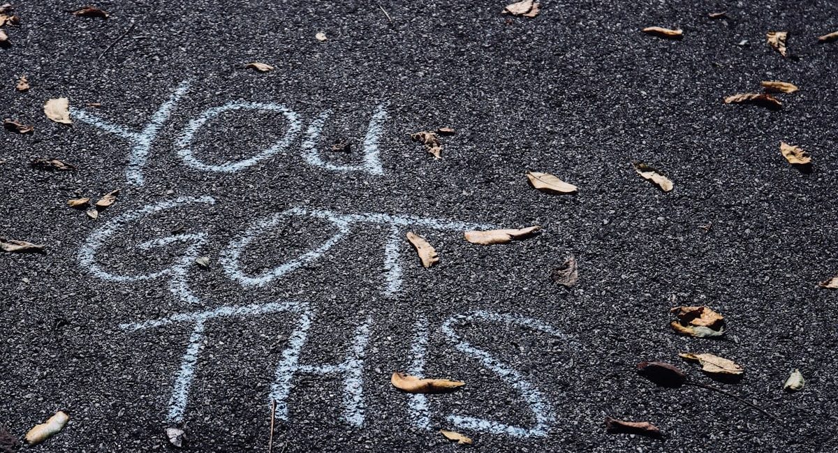 you got this chalk message on asphalt