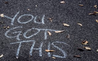 you got this chalk message on asphalt